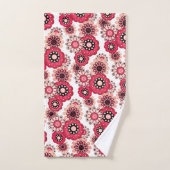 Bloemrijke rustieke retro rode en witte bad handdoek (Handdoek)