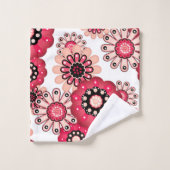 Bloemrijke rustieke retro rode en witte bad handdoek (Wasdoekje)