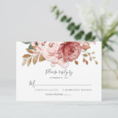 Bloemrijke Rustieke Script Botanische Bloei Bruilo RSVP Kaartje (Staand voorkant)