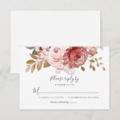 Bloemrijke Rustieke Script Botanische Bloei Bruilo RSVP Kaartje (Voorkant / Achterkant)