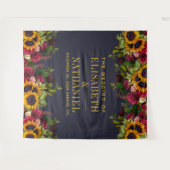 Bloemrijke rustieke trouwfoto booth marineblauwe a wandkleed (Voorkant (horizontaal))