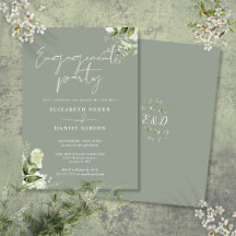 Bloemrijke Saliegroene Script Verlovingsfeest