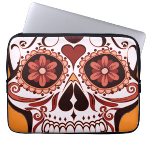 Bloemrijke Schedel van Suiker Dag van de Doden Kun Laptop Sleeve