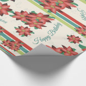 Bloemrijke schuur rood Happy Birthday Gift Wrap Cadeaupapier (Hoek)
