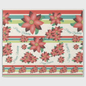 Bloemrijke schuur rood Happy Birthday Gift Wrap Cadeaupapier (Vlak)