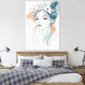 Bloemrijke Sereniteit Canvas Afdruk (Insitu (Slaapkamer))