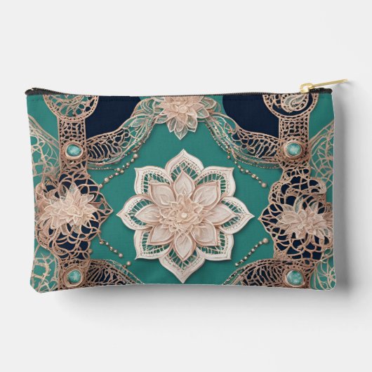 Bloemrijke smaragdgroene AI-kunst Etui (Achterkant)