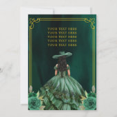 Bloemrijke Smaragdgroene Gouden Laarzen Paard Quin Kaart (Achterkant)