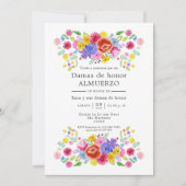 Bloemrijke Spaanse Fiesta Bruidsmeisjes Luncheon Kaart (Voorkant)