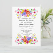 Bloemrijke Spaanse Fiesta Bruidsmeisjes Luncheon Kaart (Staand voorkant)