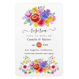 Bloemrijke Spaanse Fiesta Bruiloft Save the Date Magneet