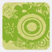 Bloemrijke spiraal vierkante sticker (Voorkant)
