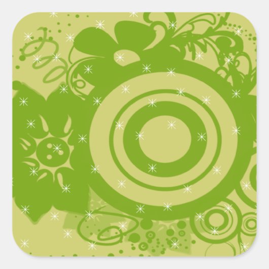 Bloemrijke spiraal vierkante sticker (Voorkant)