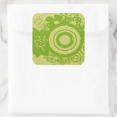 Bloemrijke spiraal vierkante sticker (Tas)