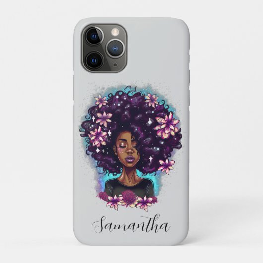 Bloemrijke Sprankelende Afro Vrouw Case-Mate iPhone Case (Achterkant)