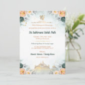Bloemrijke Sri Sukhmani Sahib Path Uitnodiging (Staand voorkant)