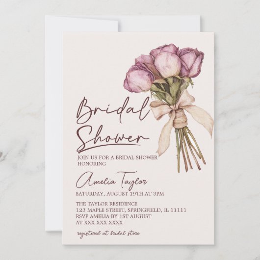 Bloemrijke strik elegante boho bruiloft feest kaart (Voorkant)