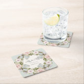 Bloemrijke Succulent Roos Bladzijde Mr en Mrs Wedd Kartonnen Onderzetters (Insitu)