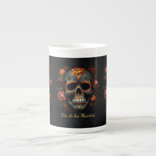 Bloemrijke Suiker Schedel Dia de los Muertos Calav Porselein Kop