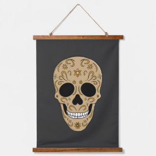 Bloemrijke Suiker Schedel Dia de los Muertos Hangend Wandkleed