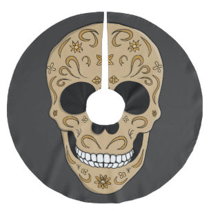Bloemrijke Suiker Schedel Dia de los Muertos Kerstboom Rok