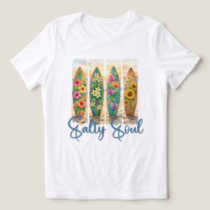 Bloemrijke Surfplanken Zout Ziel Strand Zonsonderg Tri-Blend Shirt