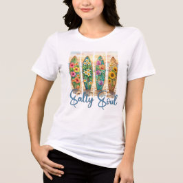Bloemrijke Surfplanken Zout Ziel Strand Zonsonderg Tri-Blend Shirt