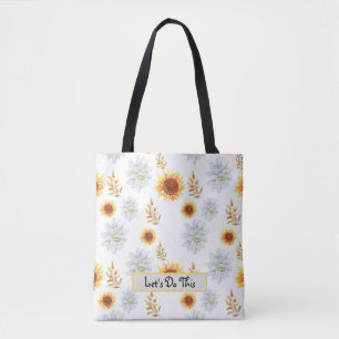 Bloemrijke terug naar school tote bag