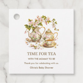 Bloemrijke Theepot Tijd voor Thee Baby Borrel Bedankjes Labels