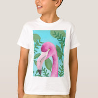 bloemrijke tropische flamingo aquarel vogel kunst