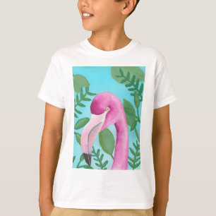 bloemrijke tropische flamingo aquarel vogel kunst t-shirt