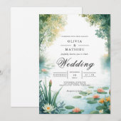 Bloemrijke trouwdag bij vijver kaart (Voorkant / Achterkant)