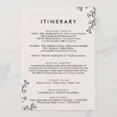 Bloemrijke typografie welkomstbrief & Reisplan Programmakaart (Achterkant)