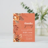 Bloemrijke uitnodiging voor Thanksgiving-diner (Staand voorkant)