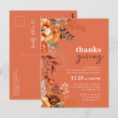 Bloemrijke uitnodiging voor Thanksgiving-diner (Voorkant / Achterkant)