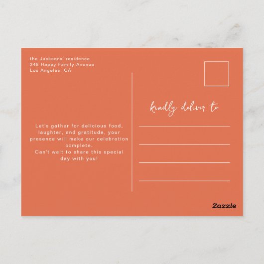 Bloemrijke uitnodiging voor Thanksgiving-diner (Achterkant)