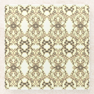 Bloemrijke uitstraling in goud sepia glazen onderzetter