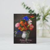 Bloemrijke Vaas Stilleven Gepersonaliseerde Verjaa Briefkaart (Staand voorkant)