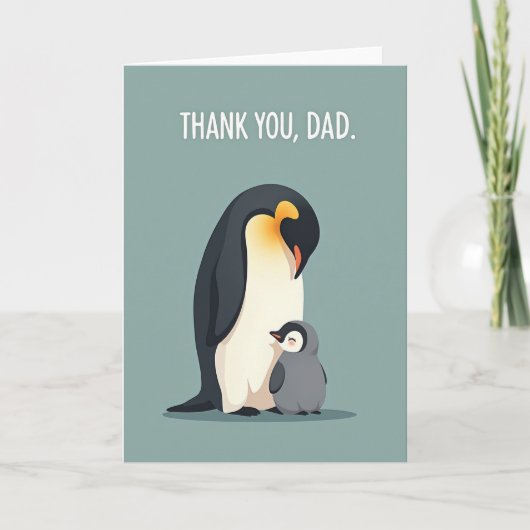 Bloemrijke Vaderdag Pinguïn Kaart (Voorkant)