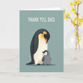 Bloemrijke Vaderdag Pinguïn Kaart (Gele Bloem)