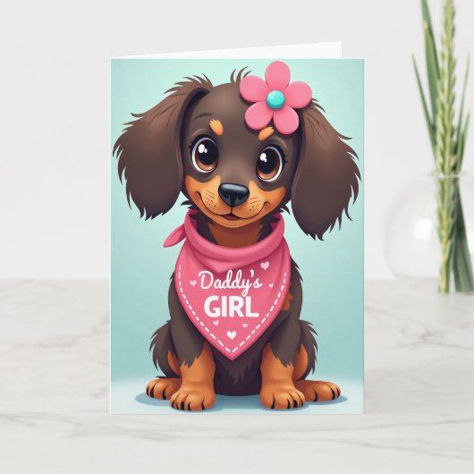 Bloemrijke Vaderdag Puppy Kaart (Voorkant)