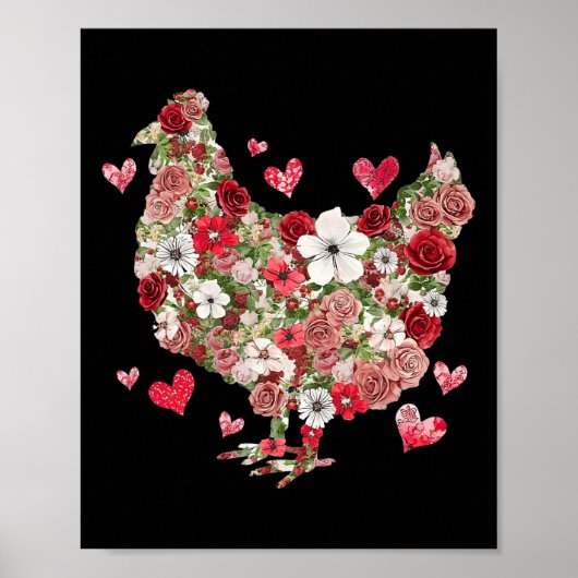 Bloemrijke Valentijn Kip - Westerse Valentijn Mann Poster (Voorkant)