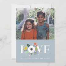 Bloemrijke Valentijnskaart - Stofblauw