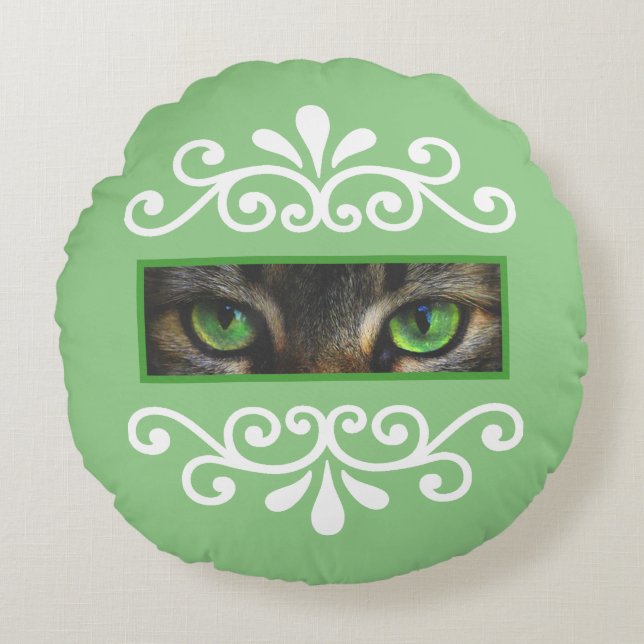 Bloemrijke vector kattenogen aangepaste foto op li rond kussen (Voorkant)