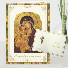 Bloemrijke verjaardag Orthodoxe Byzantijnse Maagd Kaart