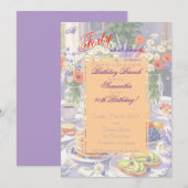 Bloemrijke verjaardagsbrunch uitnodiging (Voorkant / Achterkant)