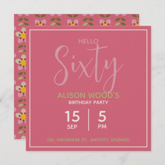 Bloemrijke verjaardagsfeest uitnodiging | Maatwerk (Voorkant / Achterkant)