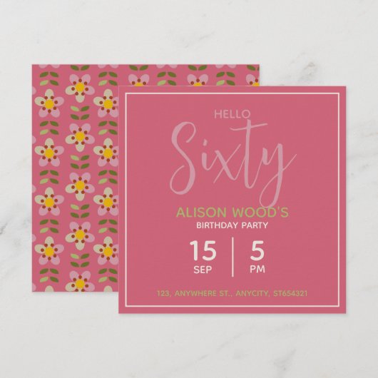 Bloemrijke verjaardagsuitnodiging | Op maat gemaak Kaart (Voorkant / Achterkant)