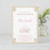 Bloemrijke verjaardagsuitnodigingen kaart (Staand voorkant)