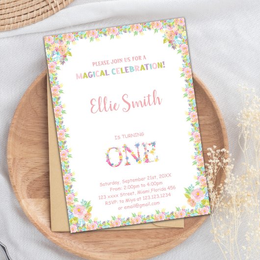 Bloemrijke verjaardagsuitnodigingen kaart